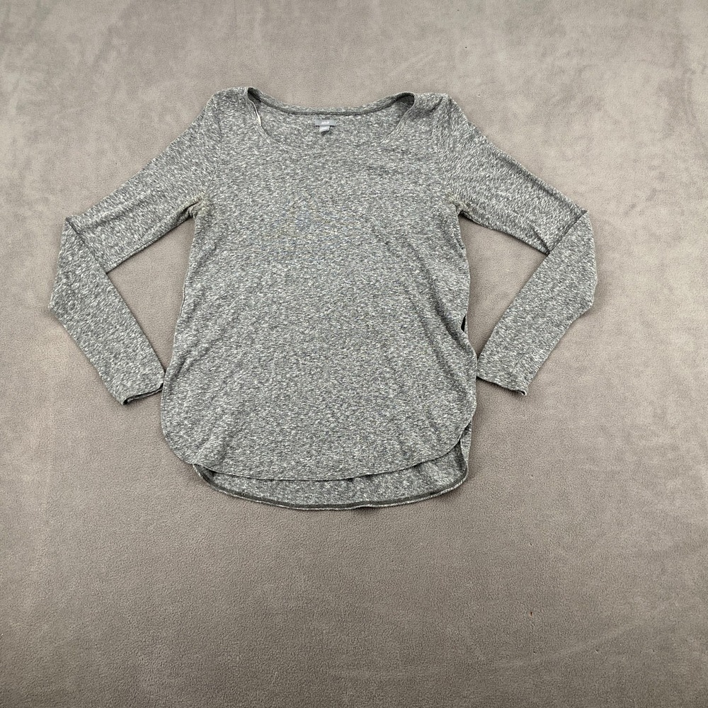 Aerie T Shirt Womens Medium Gray Heathered Stretch Slim Fit High Low Split Hem